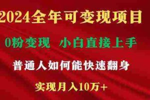 （9045期）2024全年可变现项目，一天收益至少2000+，小白上手快，普通人就要利用互…
