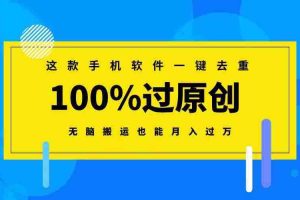 （8818期）这款手机软件一键去重，100%过原创 无脑搬运也能月入过万