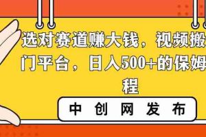 （8793期）选对赛道赚大钱，视频搬运冷门平台，日入500+的保姆级教程