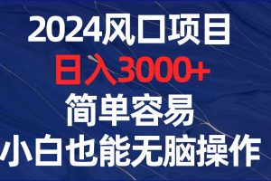 （8432期）2024风口项目，日入3000+，简单容易，小白也能无脑操作