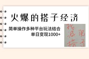 （8262期）火爆的搭子经济，简单操作多种平台玩法结合，单日变现1000+