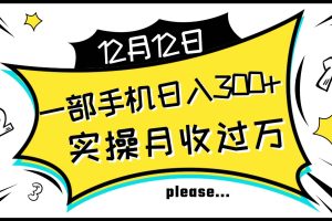 （8073期）一部手机日入300+，实操轻松月入过万，新手秒懂上手无难点