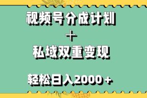 （7842期）视频号分成计划＋私域双重变现，轻松日入1000＋，无任何门槛，小白轻松上手