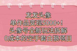 （7167期）发发头像，单作品变现5000+！头像号全新玩法拆解，0成本的空手套白狼项目