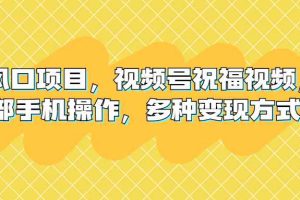 （6895期）新风口项目，视频号祝福视频，一部手机操作，多种变现方式