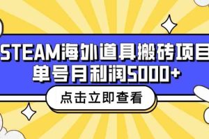 （6688期）收费6980的Steam海外道具搬砖项目，单号月收益5000+全套实操教程