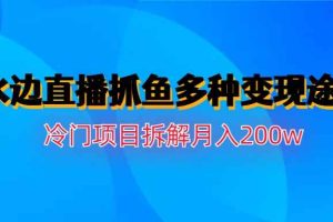 (6674期)水边直播抓鱼多种变现途径冷门项目月入200w拆解