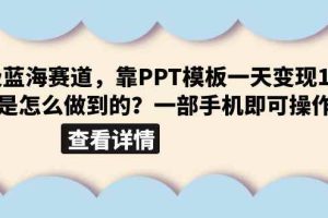 （6385期）超级蓝海赛道，靠PPT模板一天变现1000是怎么做到的（教程+99999份PPT模板）