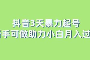 （6177期）抖音3天暴力起号新手可做助力小白月入过万