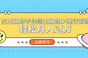 （5325期）在正确的平台蹭正确的IP进行带货，轻松月入过万