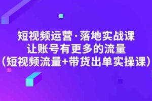 （4961期）短视频运营·落地实战课 让账号有更多的流量（短视频流量+带货出单实操）
