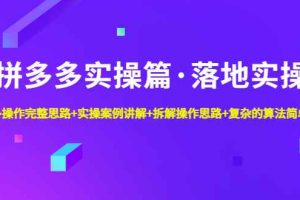 （4947期）拼多多实操篇·落地实操 完整思路+实操案例+拆解操作思路+复杂的算法简单化