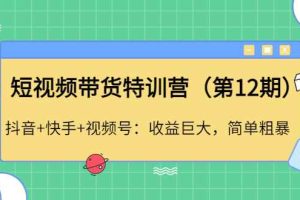 （4406期）短视频带货特训营（第12期）抖音+快手+视频号：收益巨大，简单粗暴！