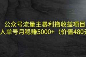 （4011期）公众号流量主暴利撸收益项目，单人单号月稳赚5000+（价值480元）