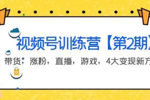 （3796期）某收费培训：视频号训练营【第2期】带货，涨粉，直播，游戏，4大变现新方向