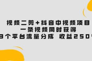 （3558期）视频二剪+抖音中视频项目：一条视频获得3个平台流量分成 收益250%