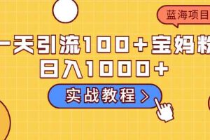 （2036期）一天引流100+宝妈粉，日入1000+马上持续变现 蓝海项目（实战教程）