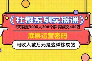 （966期）《社群系列实操课》 3天裂变3000人300个群 周成交400万的底层运营密码