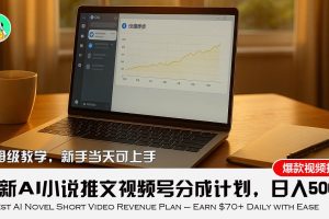 (15614期)最新AI小说推文视频号分成计划,新手小白也能当天日入500+教程