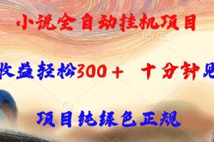 (15658期)小说全自动挂机项目,单日收益轻松300,十分钟见收益,项目纯绿色正规