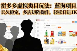 (16236期)拼多多虚拟类目玩法,蓝海项目,长久稳定,多店矩阵操作,轻松日进1K+