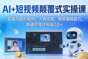 （17454期）AI+短视频颠覆式实操课：掌握AI图片复刻、人物定制、视频编辑技巧，跑通变现月利润2万+