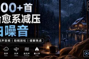 400+首治愈系减压白噪音!缓解压力氛围制造视频素材合集包,全部已解压,打开即可使用