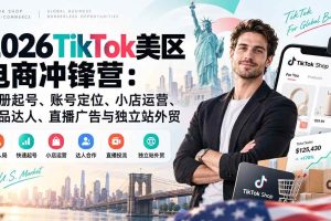 （20858期）2026TikTok美区电商冲锋营：注册起号、账号定位、小店运营、选品达人、直播广告与独立站外贸