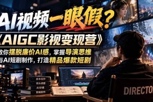 （21133期）【无水印】AI视频一眼假？《AIGC影视变现营》教你摆脱廉价AI感，掌握导演思维与AI短剧制作，打造精品爆款短剧