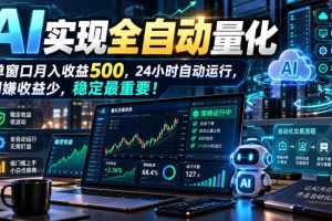 (21163期)AI全自动量化项目,长期稳定可落地,0门槛躺赚稳定项目!