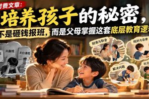 （21179期）付费文章：培养孩子的秘密，不是砸钱报班，而是父母掌握这套底层教育逻辑